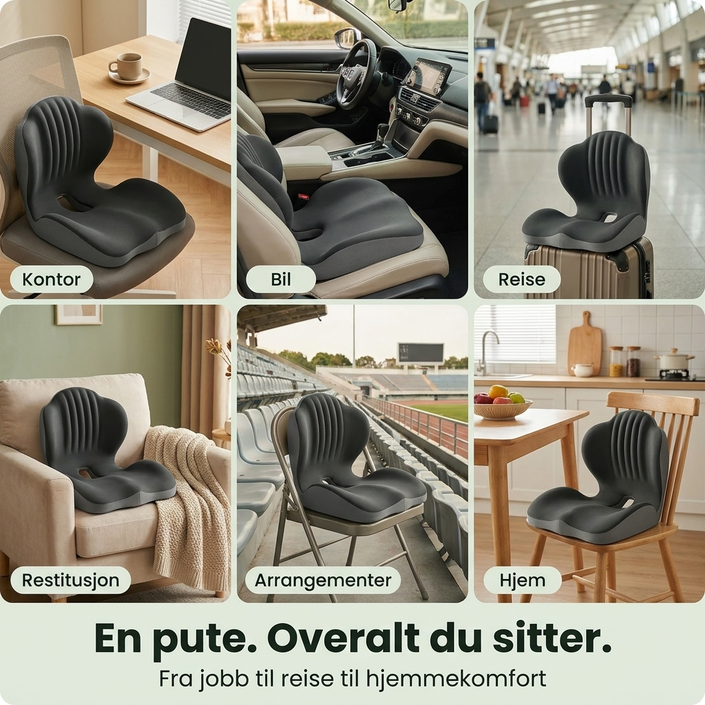 SpinaSit - Ergonomisk Sittepute med Ryggstøtte